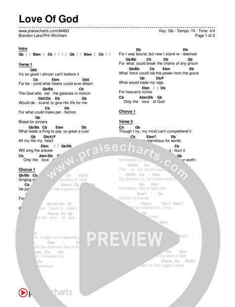 Love Of God Chords PDF (Brandon Lake / Phil Wickham) - PraiseCharts