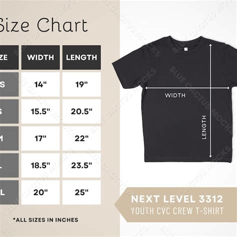 Next Level Youth Sizing Chart Etsy