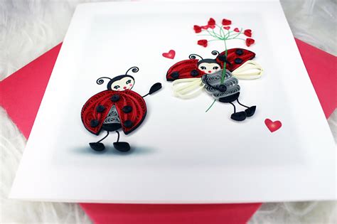 Handmade Quilling Cards Ladybug Love Etsy