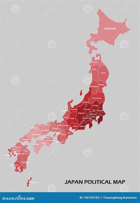 Japan Political Map Of Regions Vector Illustration Cartoondealer