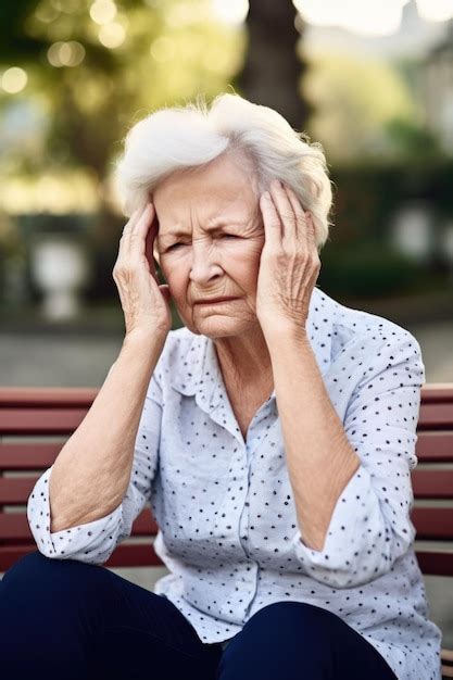 Premium Photo Shot Of A Senior Woman Holding Her Head In Pain While