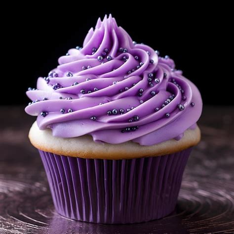 Premium AI Image | a perfect vanilla cupcake with purple frosting