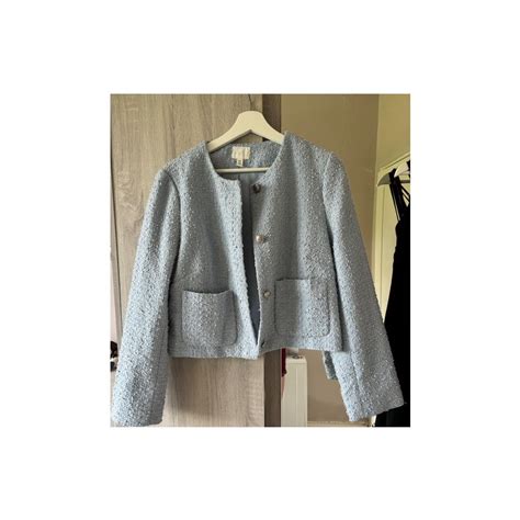 Baby Blue Boucle Jacket Handm • Never Worn • Size M Depop