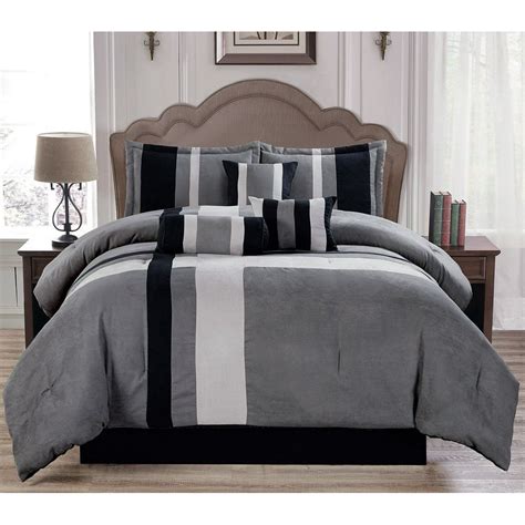 Soft Suede Gray Aberdeen 7 Piece Comforter Set - Queen Size - Walmart.com - Walmart.com