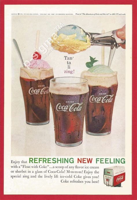 COCA COLA Float With Coke With Ice Cream 1961 Vintage Nat Geo Print