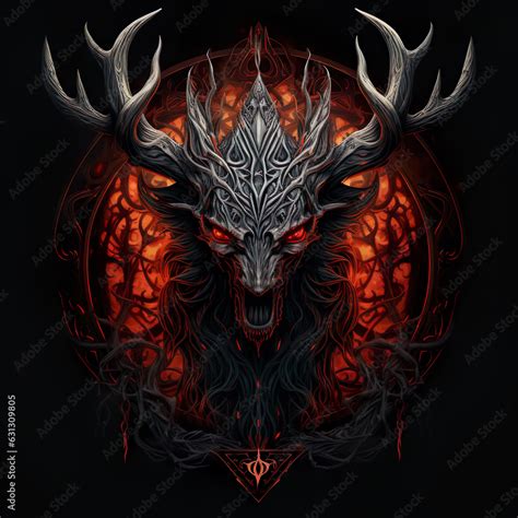 Epic High Fantasy Norse Mythology Viking Evil Demonic Themed Logo Coat