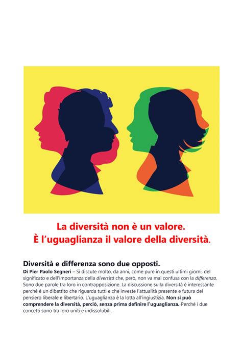 La diversità non è un valore È luguaglianza il valore della