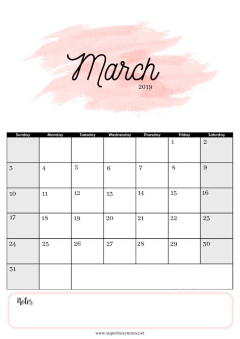 March Template Calendar