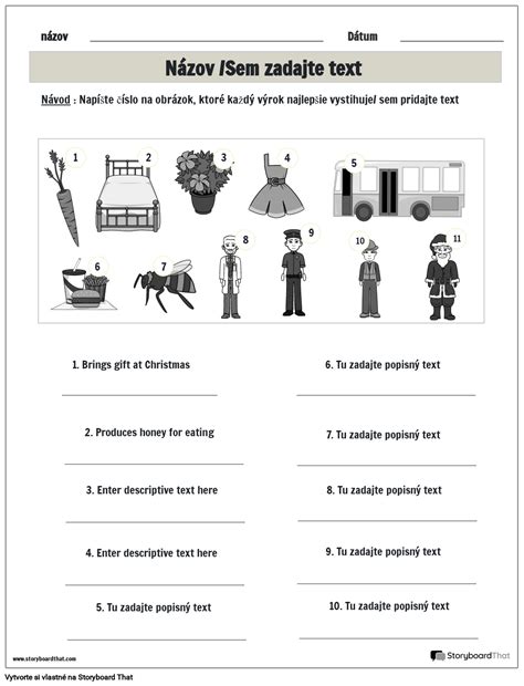 Pracovn List So Slovnou Z Sobou Siv Storyboard