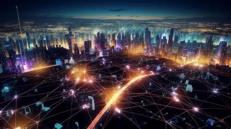 Premium AI Image Modern Smart City Network Interconnected AI Generated