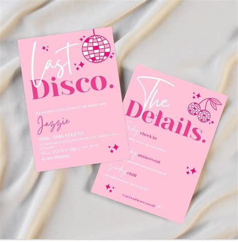 Last Disco Bachelorette Party Invitation Printable Disco Themed