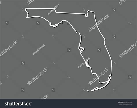 Florida Vector Map Single Border Line Stock Vector (Royalty Free ...