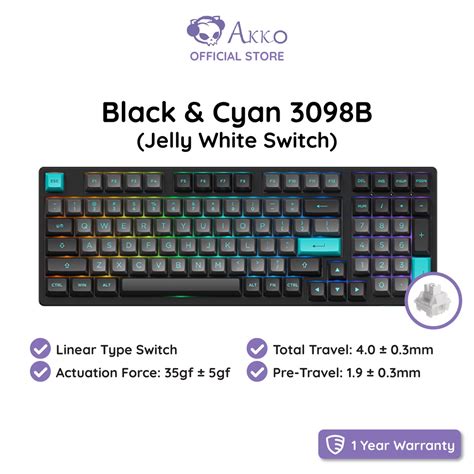 Akko B Black Cyan Multi Mode Key Rgb Backlit Mechanical Keyboard Hot Swappable With
