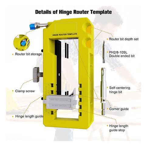 Door Hinge Mortise Jig Kit Door Hinge Router Template With Silicone Non