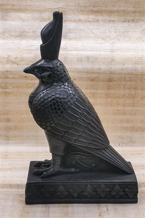 Horus Falcon Figure Wearing Double Crown Of Egypt Pschent Decorated