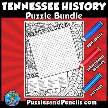 Tennessee History Word Search Puzzle Activity Page BUNDLE 4 Tennessee