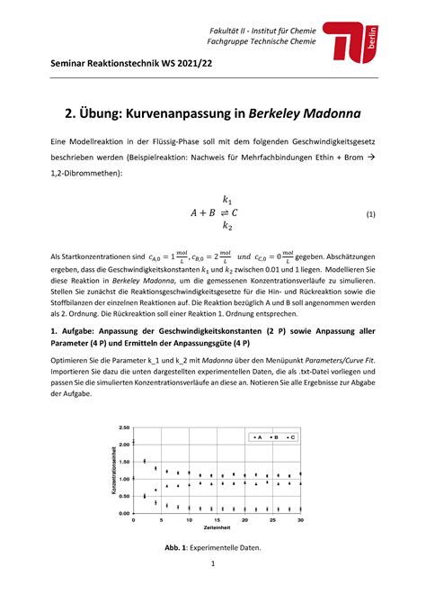 UE 2 1 RT 2021 Aufgabenblatt Fakultt II Institut F R Chemie