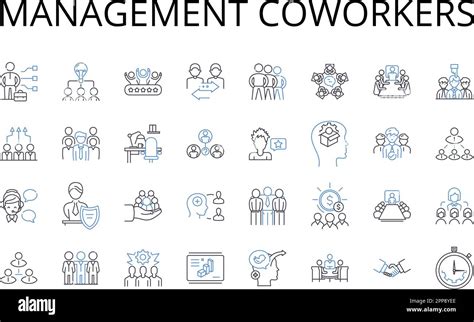 Management Coworkers Line Icons Collection Discipline Workers