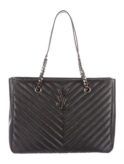 Yves Saint Laurent Saint Laurent Monogram Chevron Large Tote Black