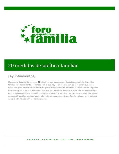 Medidas De Pol Tica Familiar