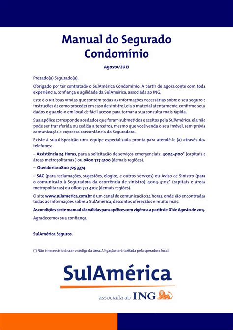 Pdf Manual Do Segurado Condom Nio Este O Kit Boas Vindas Que