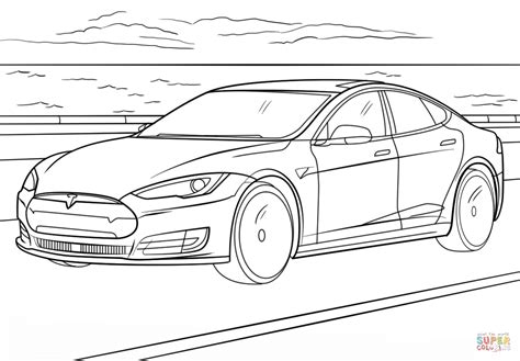 Tesla Model S Coloring Page Free Printable Coloring Pages