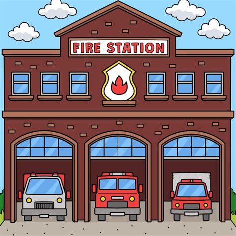 Premium Vector | Fire Station Colored Cartoon Illustration