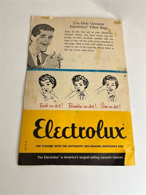 Vintage 1950s Electrolux Vacuum Cleaner Brochure Model 6 Instruction Manual