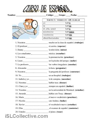 Los Verbos AR ER Ir Worksheet