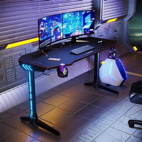 ELEGANT Gaming Desk with LED Lights Large 1400x600mm | eTeknix