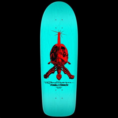 Powell Peralta Rodriguez Skull Sword Skateboard Deck Light Blue 10