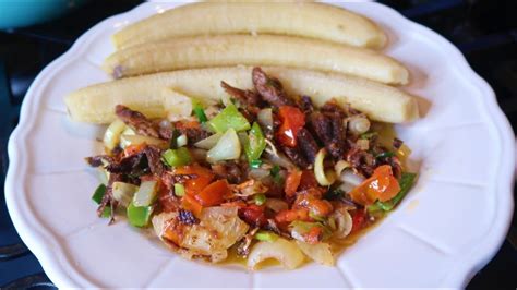 Boiled Green Bananas And Cooked Up Red Herring A Jamaican Dish