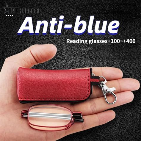 New Women Men Portable Folding Reading Glasses Keychain Antenna Anti Radiation Anti Blue Light