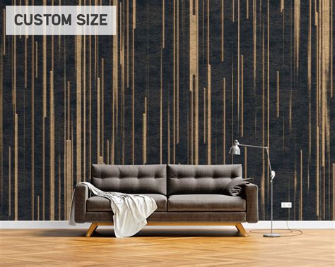 Stylish Bedroom Dark Wallpaper Bamboo Wood Wall Art Abstract - Etsy