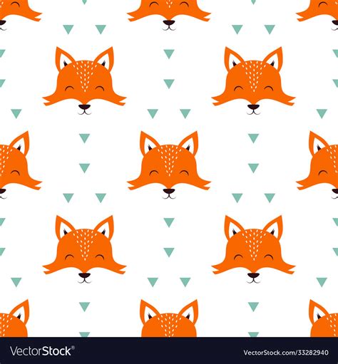 Seamless pattern with fox isolated on white Vector Image