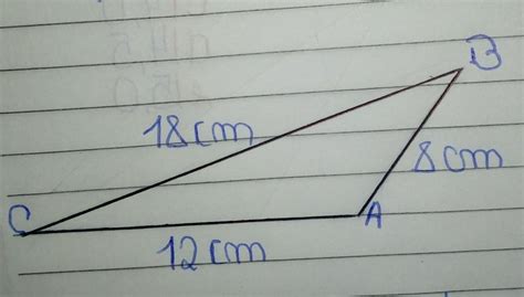 Os lados de um triângulo ABC medem AB 8cm BC 18cm e CA 12cm Calcule