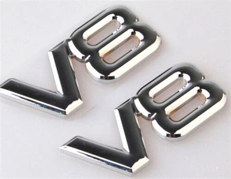 2pcs V8 Emblem Aus Metall Aufkleber Auto Chrom In V8 3D Sticker Car