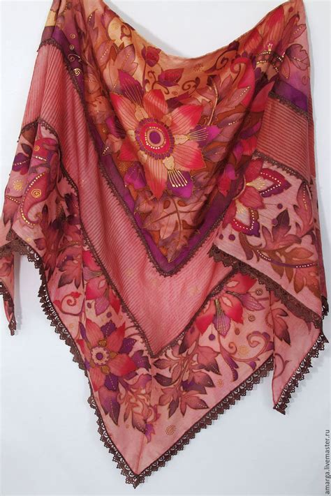 Купить батик платок бактус "Волшебный сад", батик платок шелковый ...