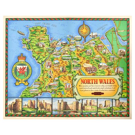 Original Vintage Travel Poster North Wales Map British Railways DW