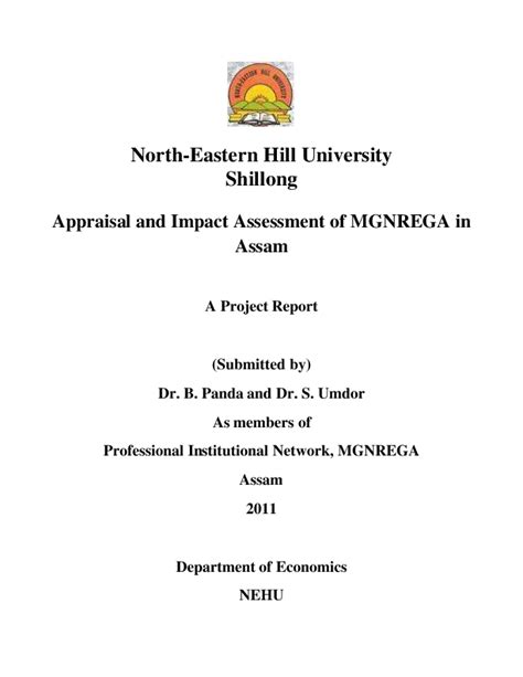 (PDF) Appraisal and Impact Assessment of MGNREGA in Assam | Bhagirathi Panda - Academia.edu