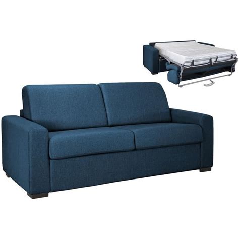 Canap Convertible Places Louna Luxe En Tissu Bleu Denim Ouverture