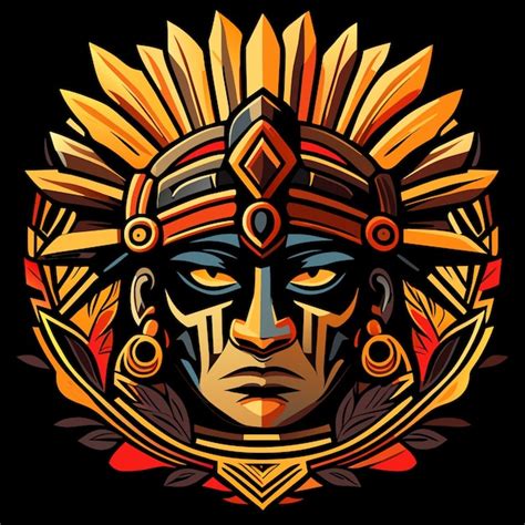 Iconos de la herencia azteca elementos de diseño plano Vector Premium