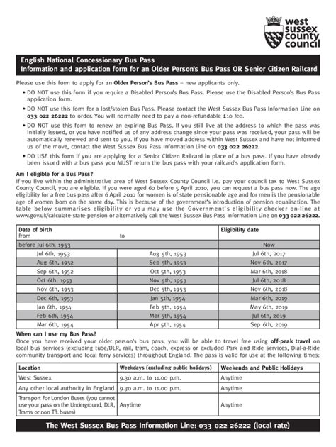 Fillable Online English National Concessionary Bus Pass Information