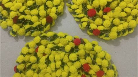 How To Make Woolen Sevantige Flower Garlandchrysanthemum Flower Making