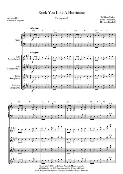 Rock You Like A Hurricane Arr Gildson Cerqueira Sheet Music