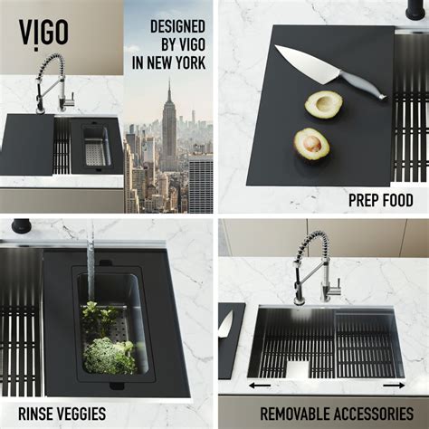 Vigo 28 In Single Bowl Hampton Stainless Steel Undermount Kitchen Sink