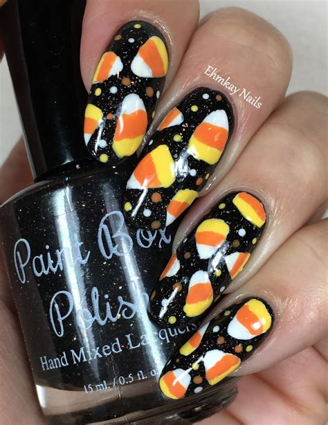 ehmkay nails: Halloween Nail Art: Candy Corn Nail Art with Dots