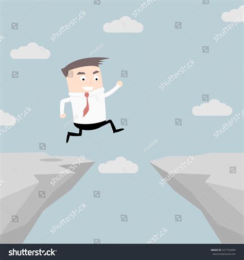 Illustration Businessman Jumping Over Cliff Eps10 Stock Vector (Royalty ...