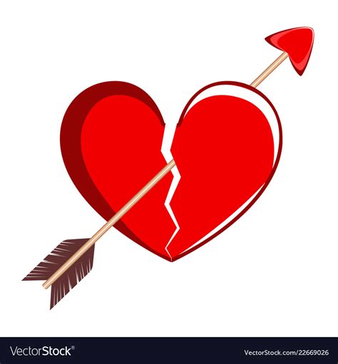 Broken Heart With A Cupid Arrow Valentine Day Vector Image