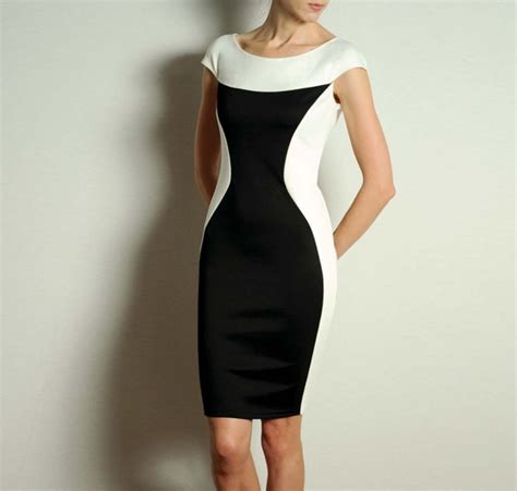 Items Similar To Color Block Slimming Black And White Dress Hourglass Design Cocktail Dress